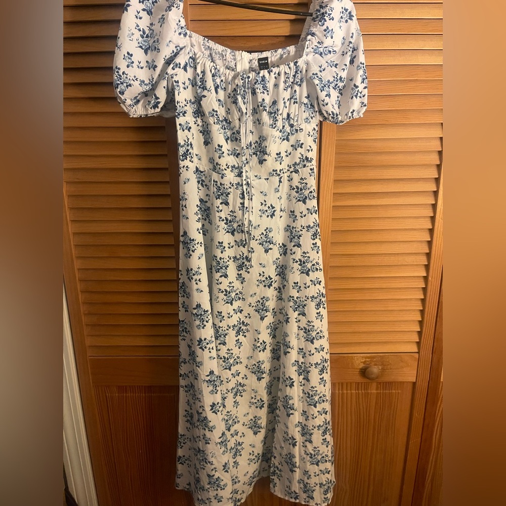 Floral Blue and White Maxi Dress